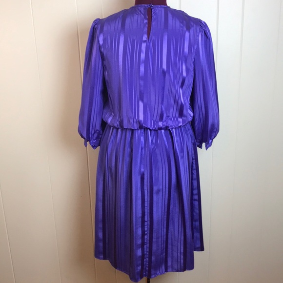 Vintage 70s/80s Purple “Secretary” Dress w/ Pleats - Picture 3 of 8